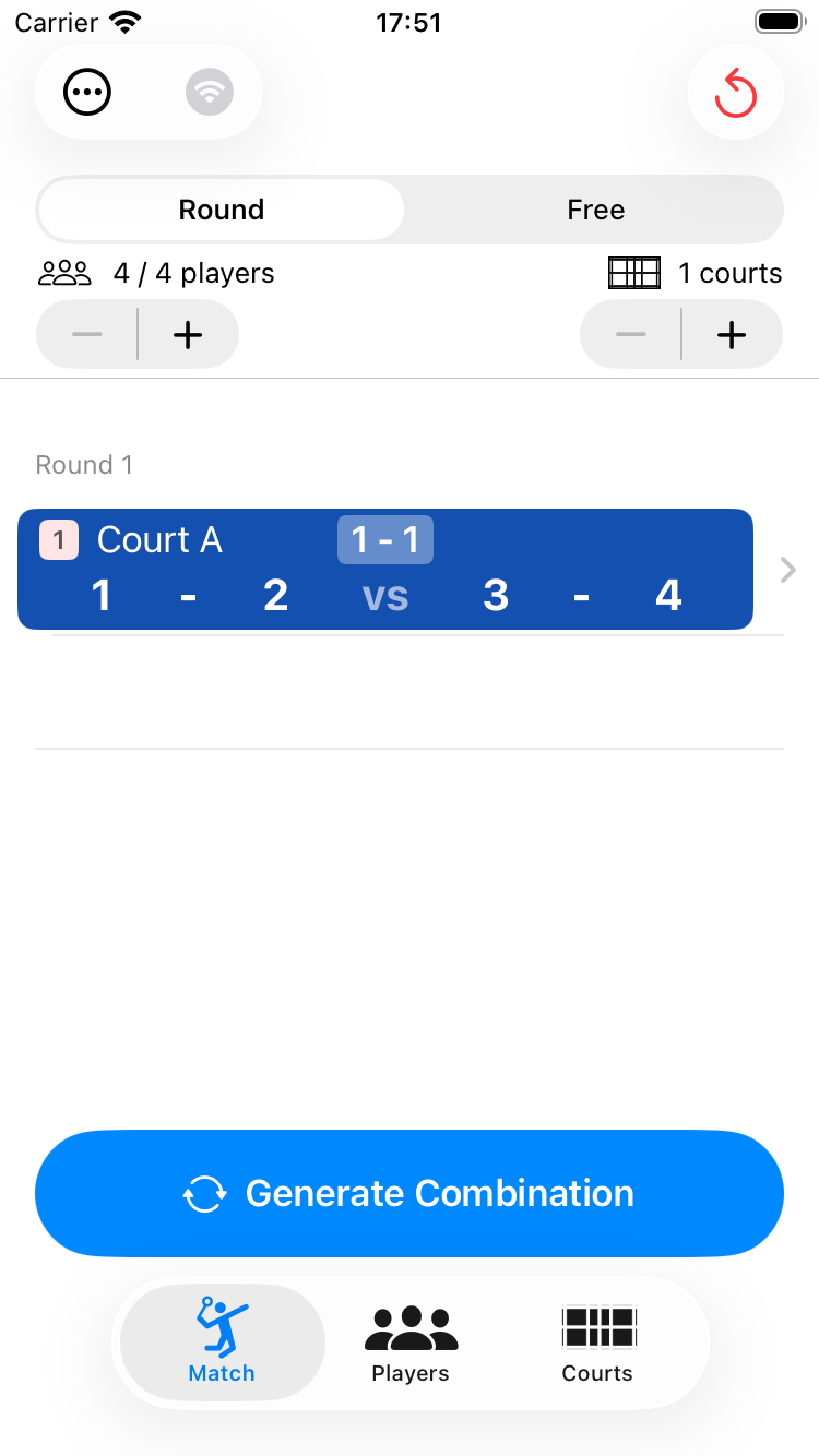 ラウンドモードの組み合わせ一覧