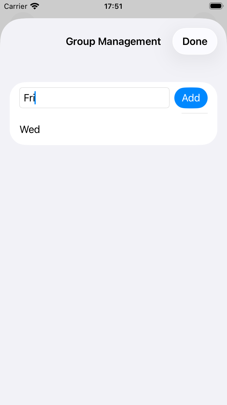 Manage Groups 画面でグループ名を入力